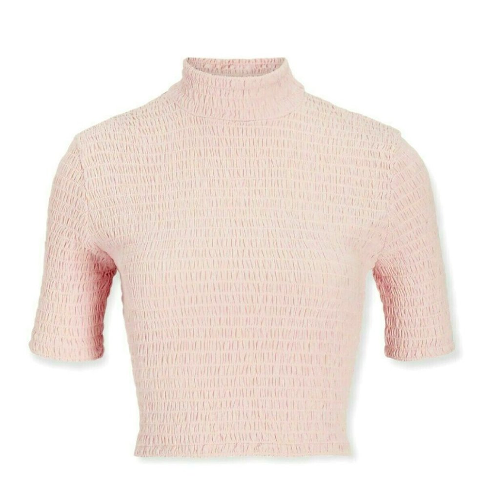 NWT Express Smocked Mock Neck Cropped Top